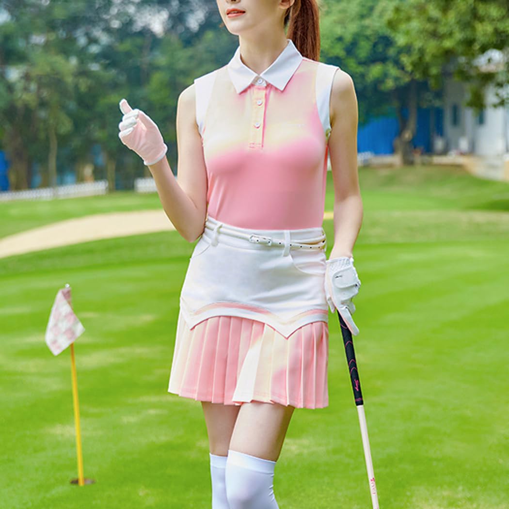 LANGWEI Polo da Golf da Donna Senza Maniche Polo da Tennis Canotta Atletica Asciutta vestibilità da Allenamento