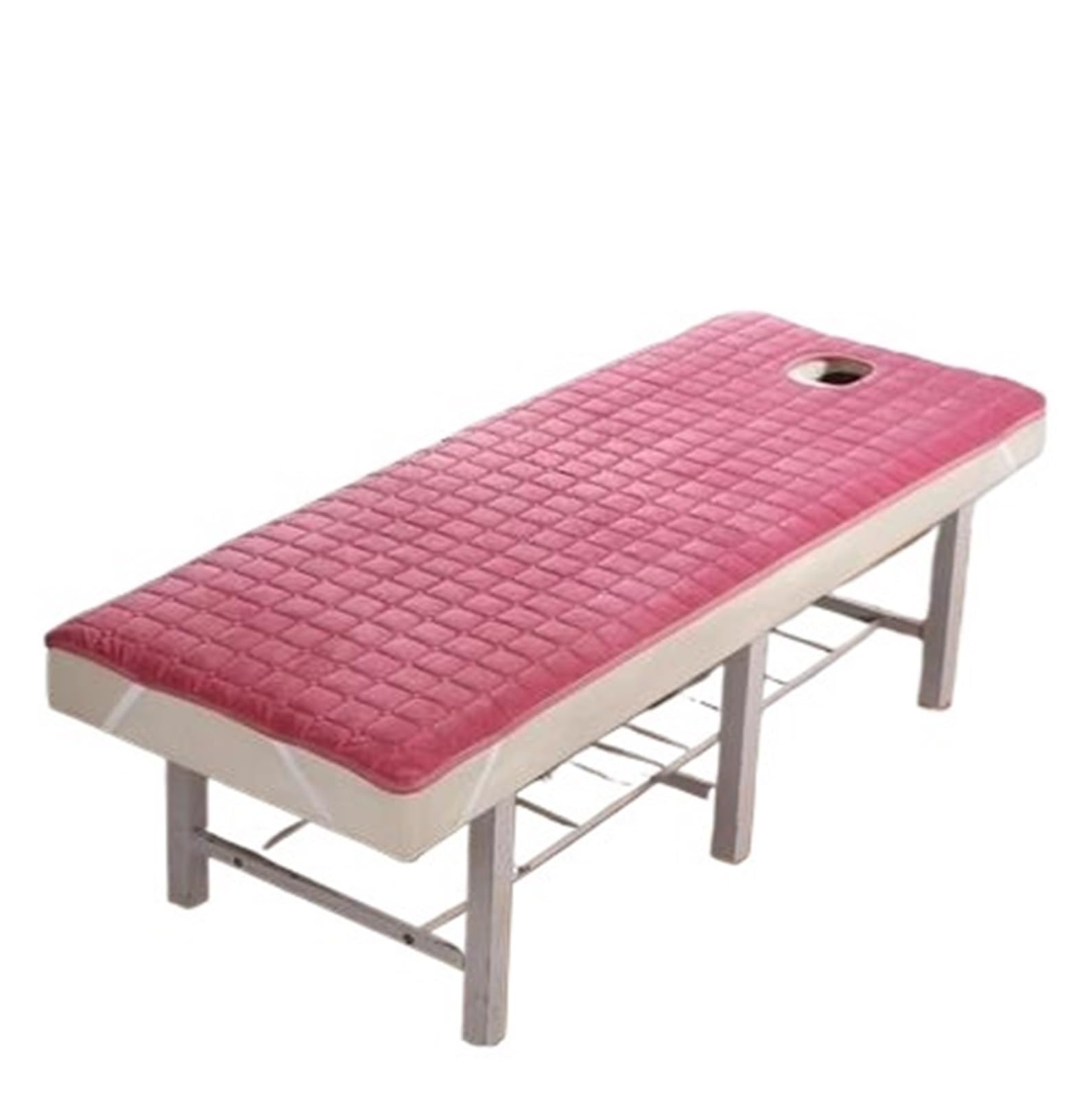 Anti-slip Thickened Bed Mattress for Beauty Salon Barber Shop Table Sheet Massage SPA Elastic Band Cover With/no Hole for Massage Tables(With hole pink,80x190cm)