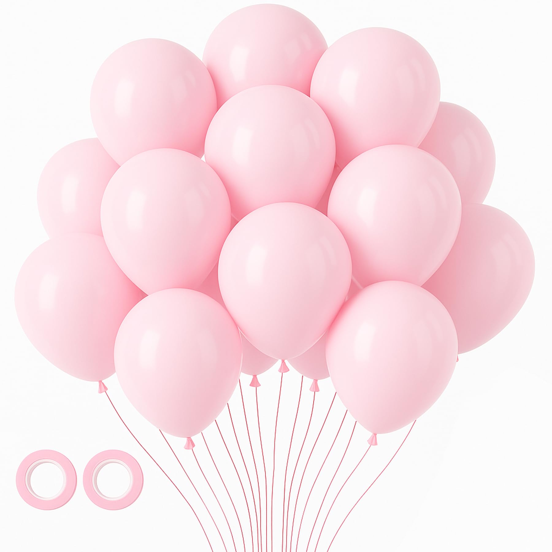 Voircoloria 105pcs Light Pink Pastel Pink Party Latex Balloons, 12inch
