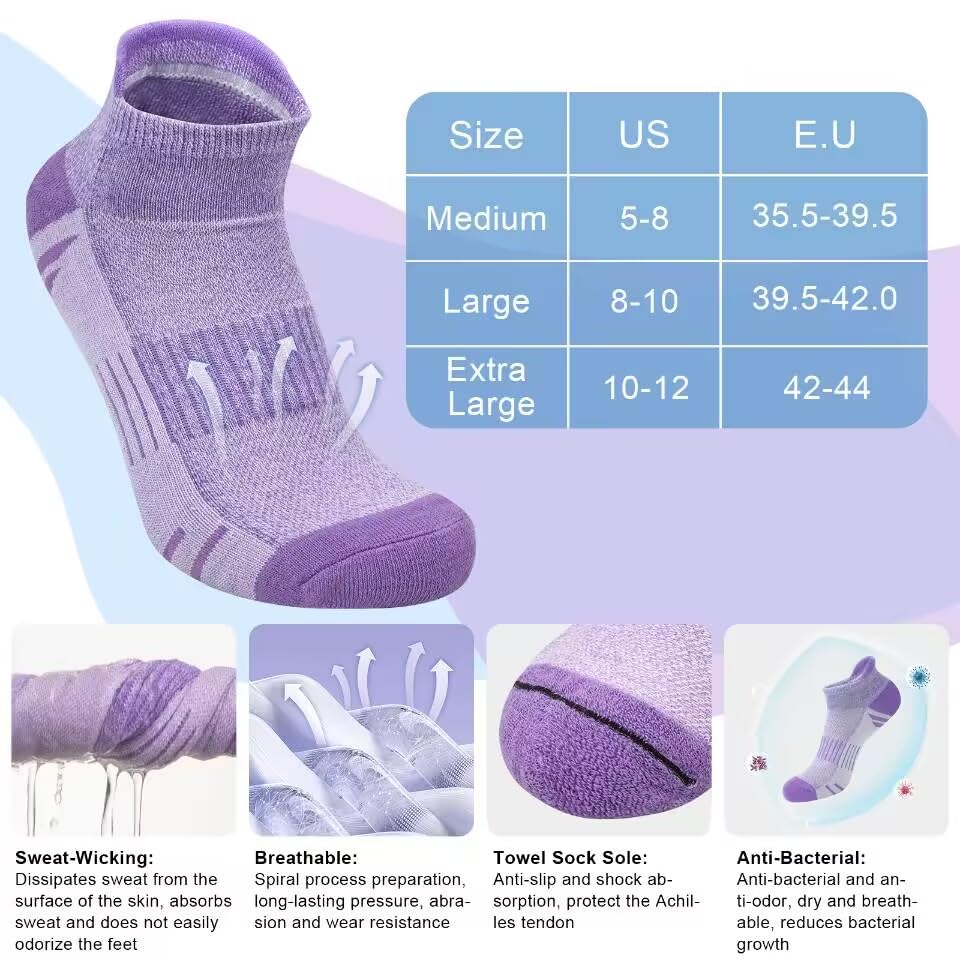 YSense Ankle Running Socks for Women, Mens Low Cut No Show Athletic Socks Womens Cushioned Thick Cotton Casual Hiking Gifts4