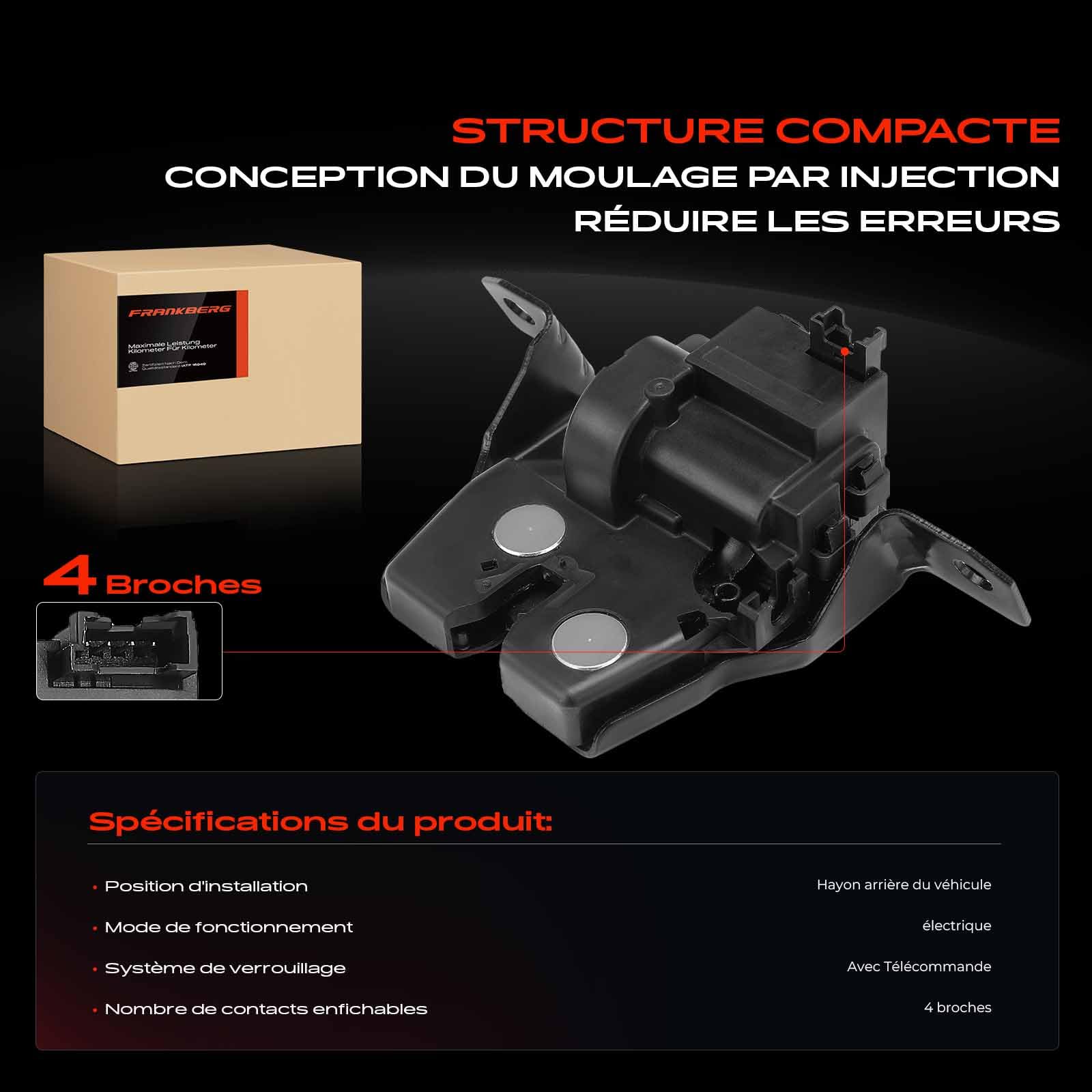 Frankberg Serrure de Coffre Hayon Arrière Remplacer# 51247337576