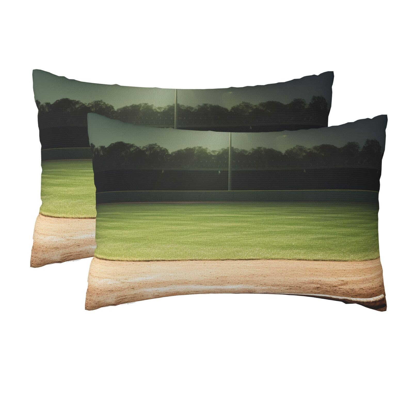 2 Pack Queen Pillow Cases with Hidden Zipper, Soft Breathable Pillow Covers for Hair and Skin, Baseball Sports Field Pillowcases 20"x30" Bed Pillow Protectors Cover for Sleeping Gifts