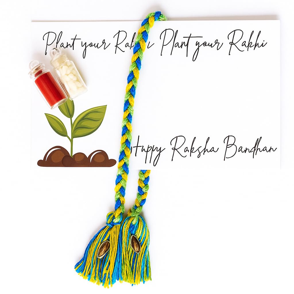 Mostly Homely Eco-Friendly Plantable Sunflower SeedRakhi Thread with Roli Pack | Rakhi for Brother, Bhabhi & Bhaiya | Sustainable Thread for Rakshabandhan (MultiColor)-image-6