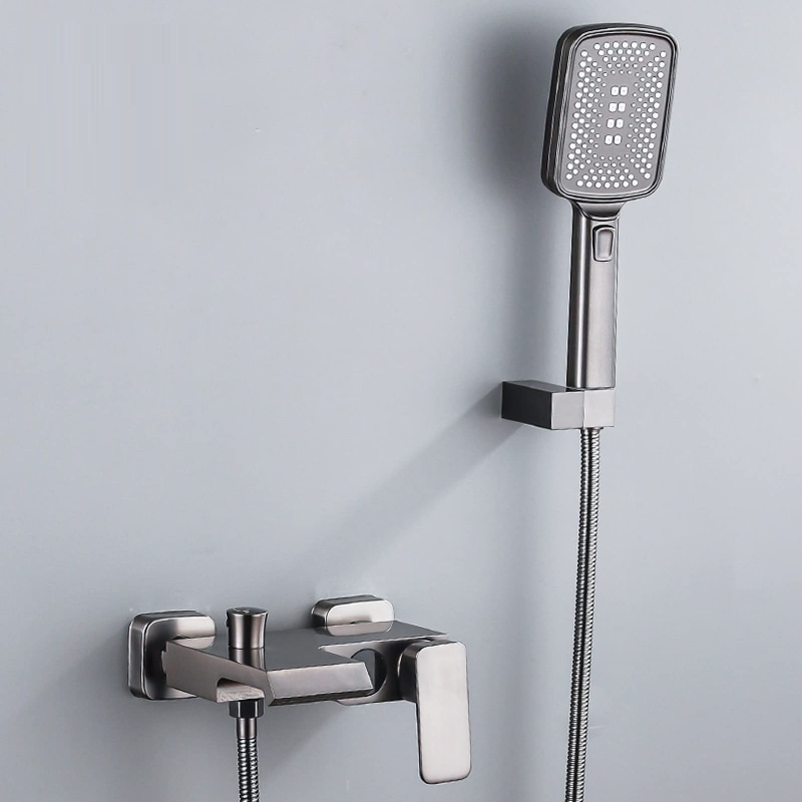 OZBMA Gun Gray Constant Temperature Simple Digital Shower Set Home Bathroom Pressurized Full Copper Water Mixing Valve Bathtub Faucet,