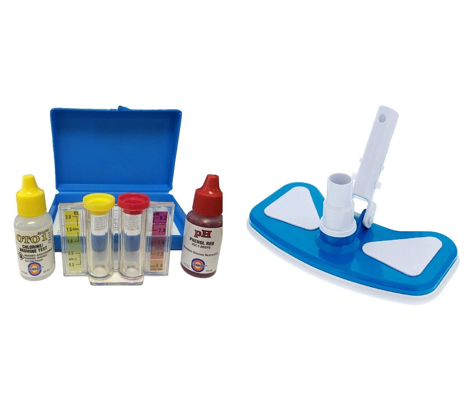 Swimming Pool Test Kit with Vacuum Head Cleaner with Vacuum Head Manual Cleaning Tool (Blue)-image-36