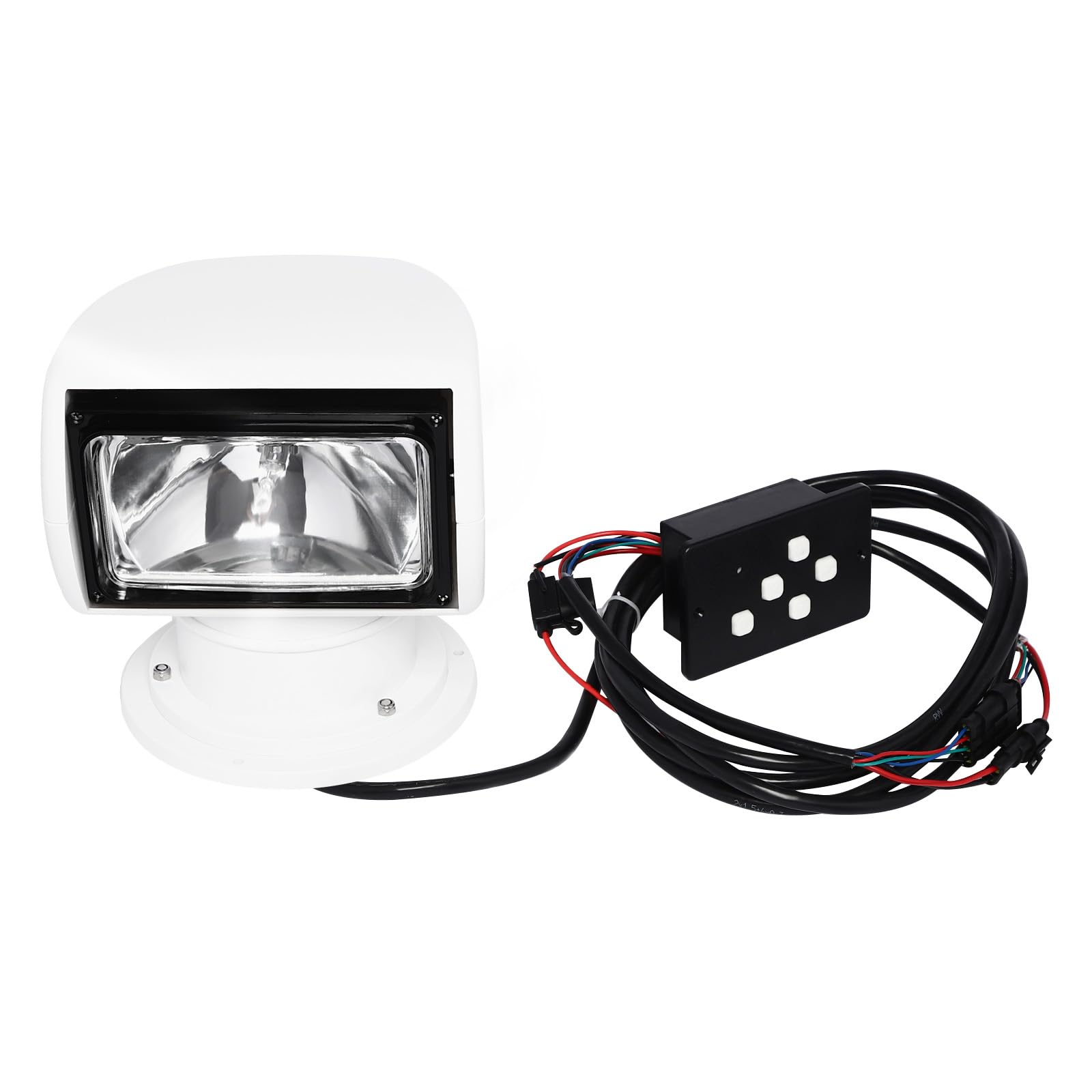 Faro di ricerca per barche Marine Barca, DC 12 V, 100 W, lampadina alogena con telecomando per angolo di rotazione di 355°, IP66, impermeabile per yacht, guardia costiera, Seepo