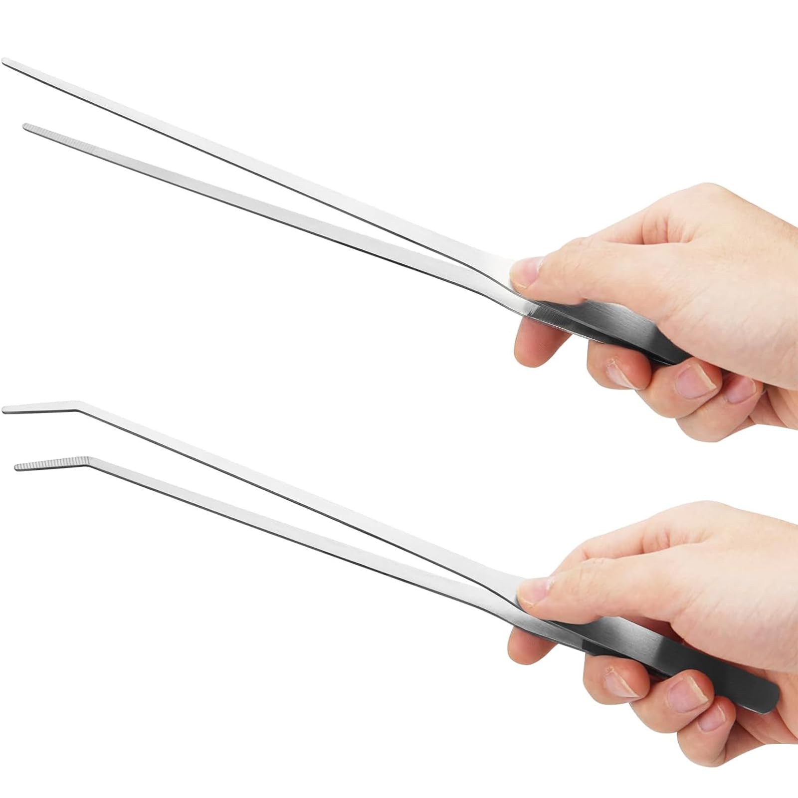 Stainless Steel Aquarium Tweezers 2PCS, Straight & Curved Long Precision | Aquascaping tools for fish tank plants. Reptile feeding tongs. Non-slip handles. Multipurpose aquarium accessories.-image-30