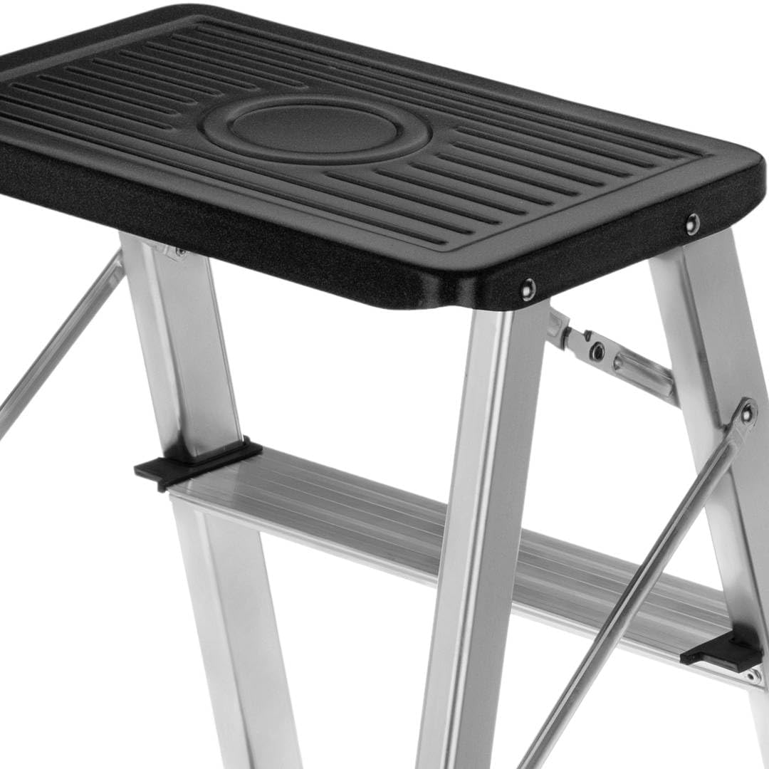 EasySpeed Portátil Taburete Plegable Escalera Aluminio 3 peldaños de Tijera,Super Resistente hasta 150Kg alumino Antideslizante,Ideal para La Cocina, El Baño o El Dormitorio