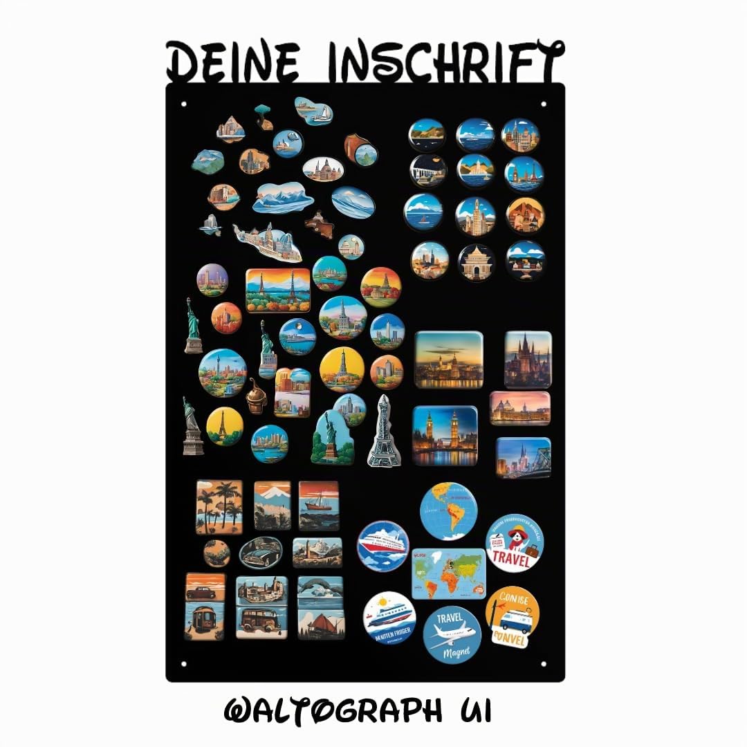 Magnettafel - Personalisierbare Magnetische Pinnwand 80x50 cm aus Stahl - beschreibbar - ideal für Magnete und Notizen - inkl. Montageset - Schwarz