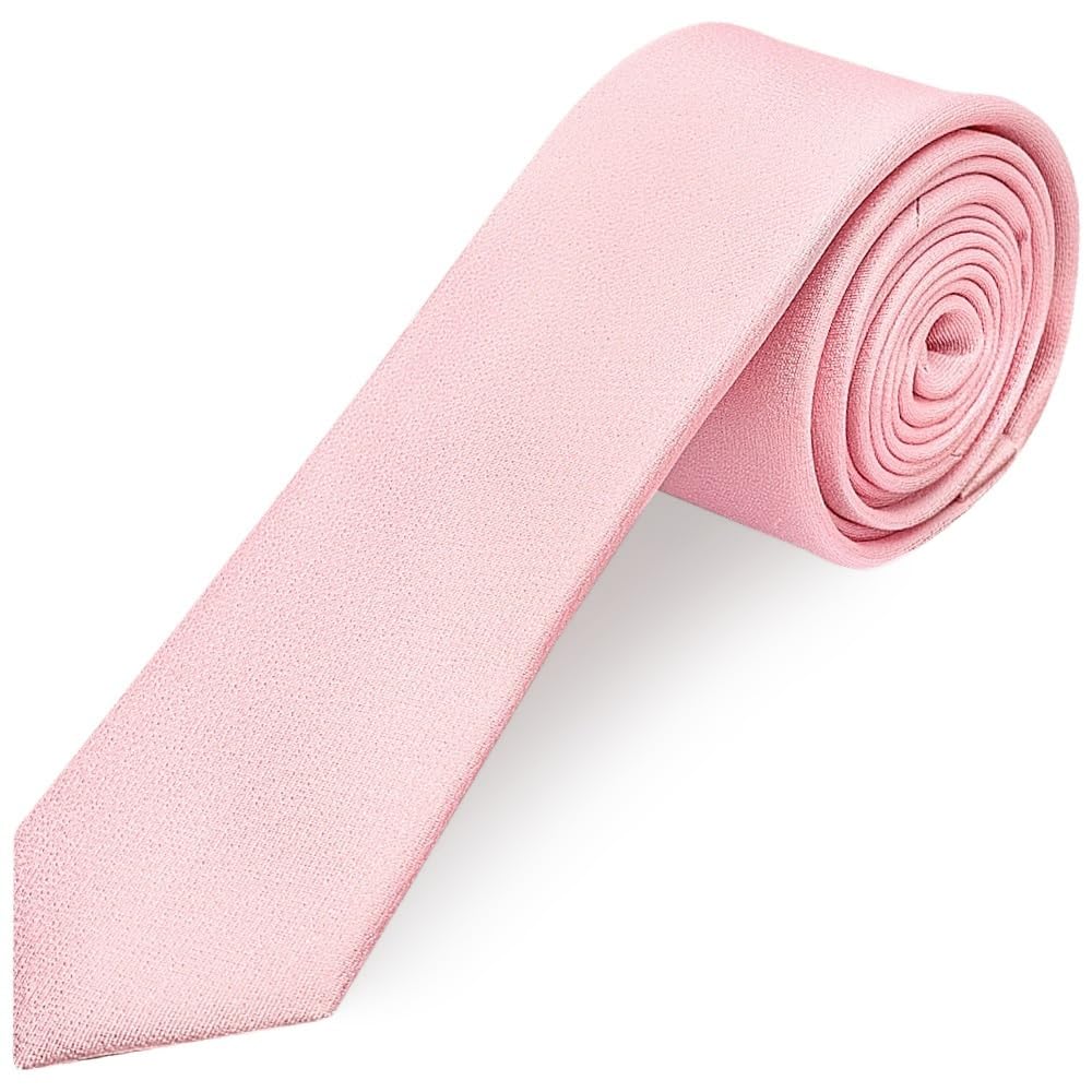 Ties R Us Men's Blush Pink Plain Silk Skinny Tie
