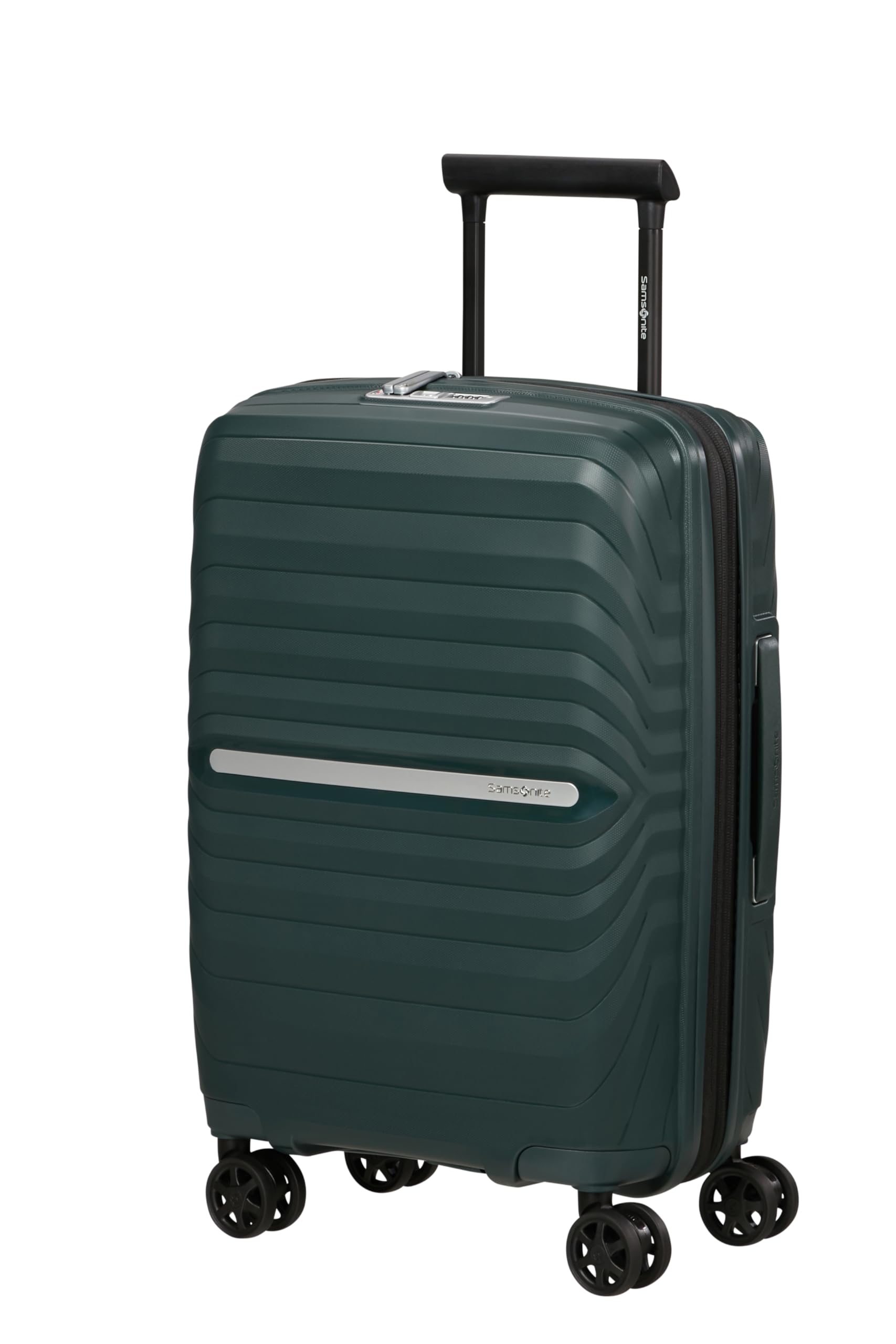 Samsonite Neo Flux - Spinner S Slim, Bagaglio a mano espandibile, 55 cm, 39/45 L, Verde giungla (Jungle Green)