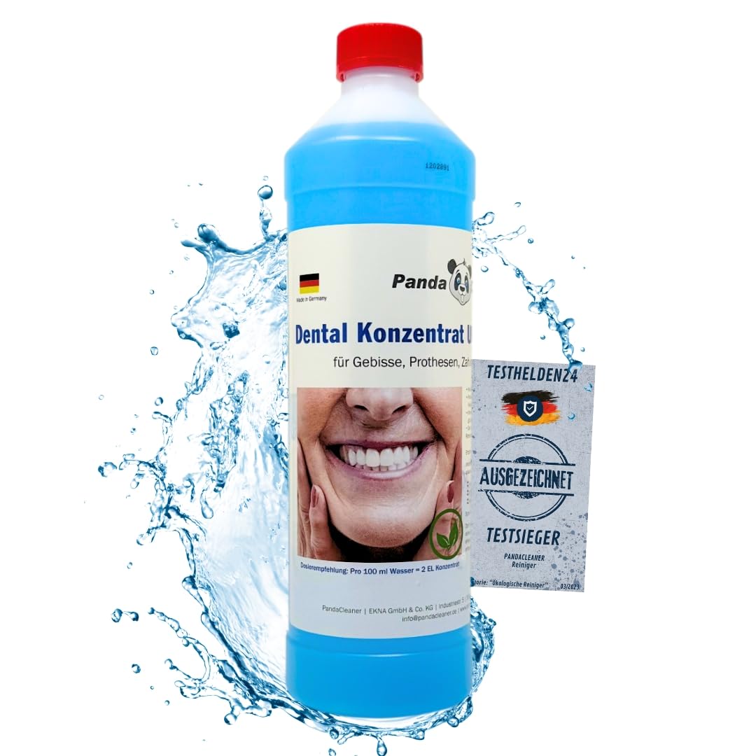 Dental - Detergente a ultrasuoni concentrato per la rimozione di rivestimenti e scolorimenti – per dentifrici, protesi, dentifricio e apparecchi dentali (1000 ml)