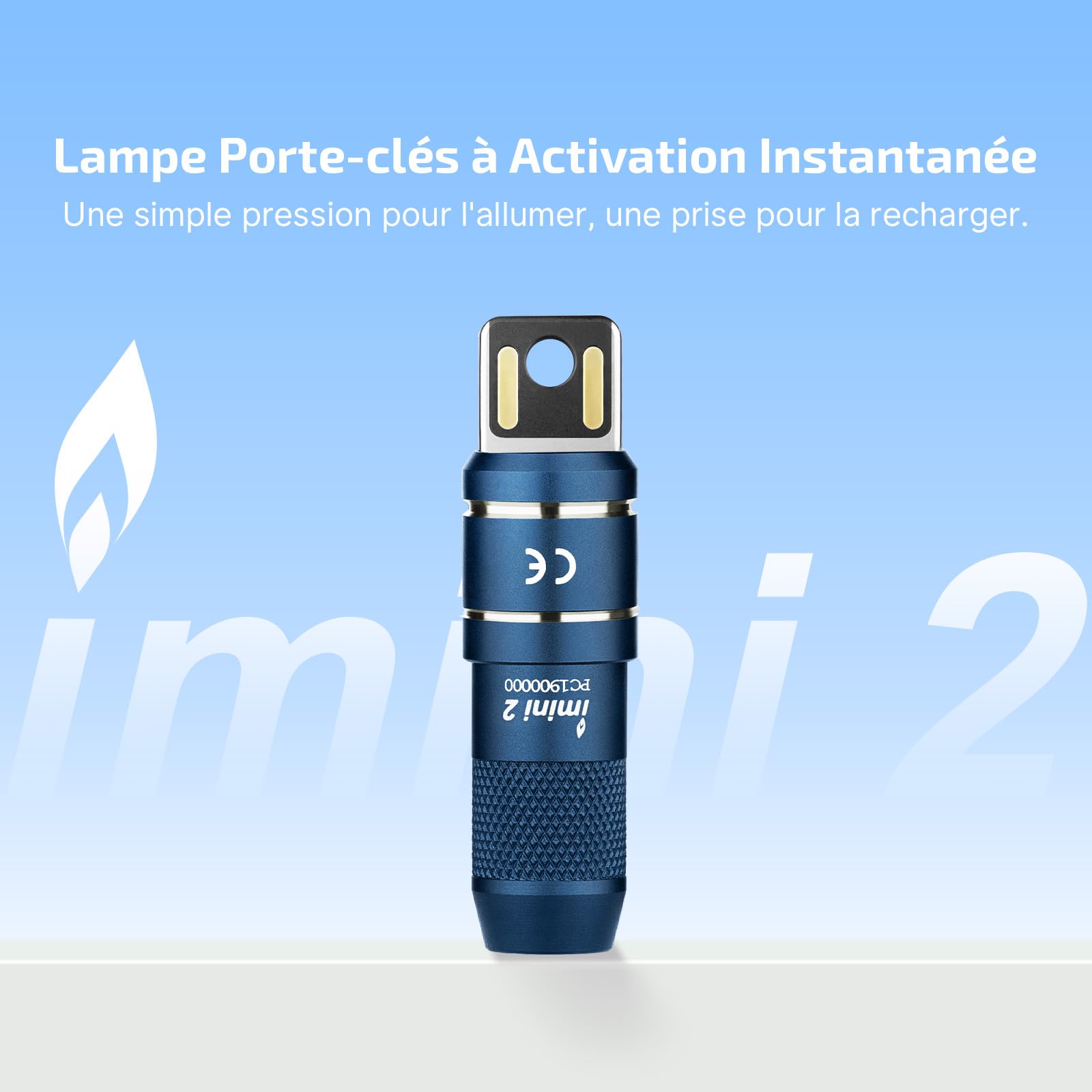 OLIGHT I MINI 2 Port USB Magnétique Mains Libres Lampe de Poche Rechargeable 50 Lumens Lumière Douce Petite et Puissante Clé pour la Décoration (Bleu Nuit)