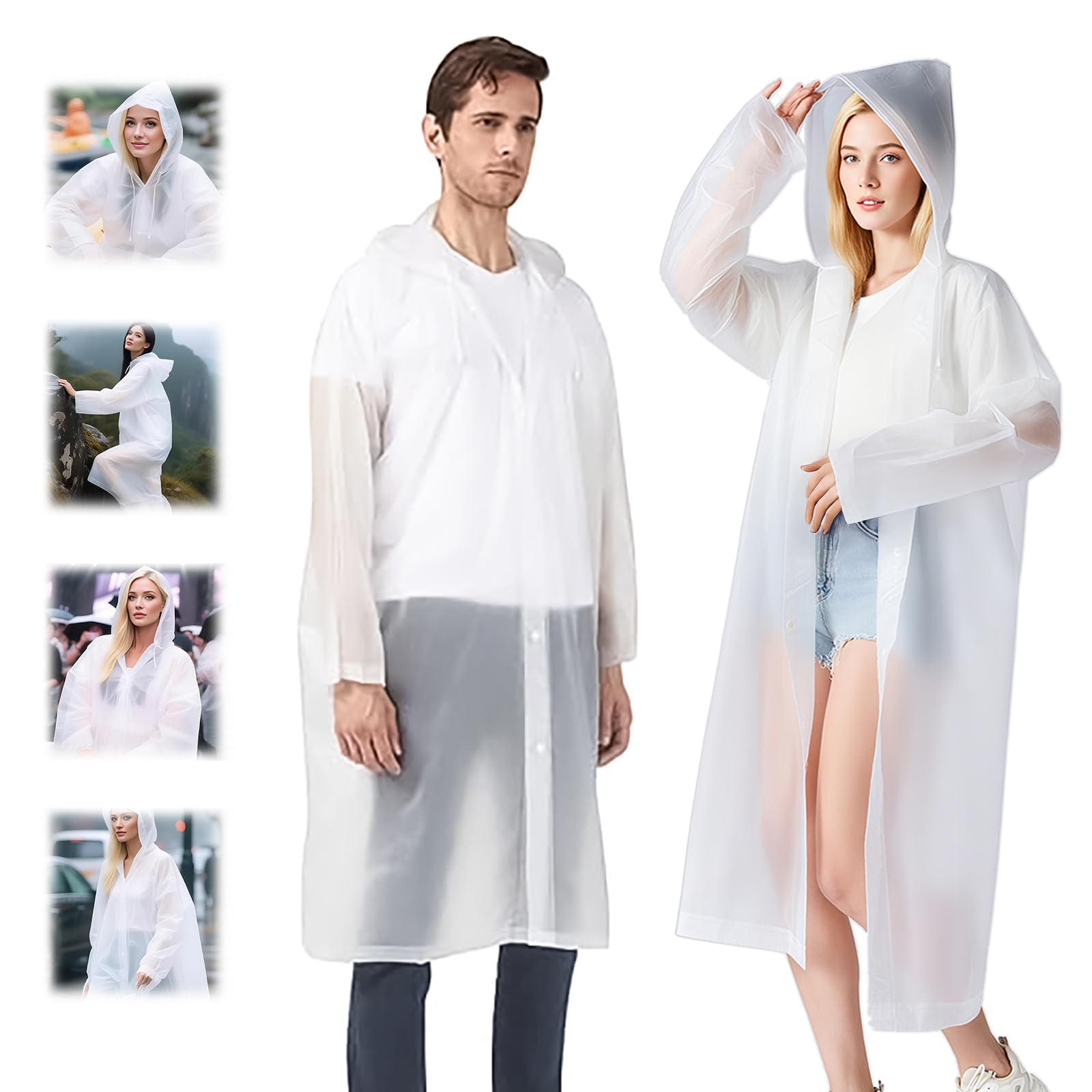 Lot De 3 Ponchos De Pluie EVA Transparents - Imperméables, Pliables, Taille Unique, Pour Vélo, Randonnée, Adulte Homme/femme - 8