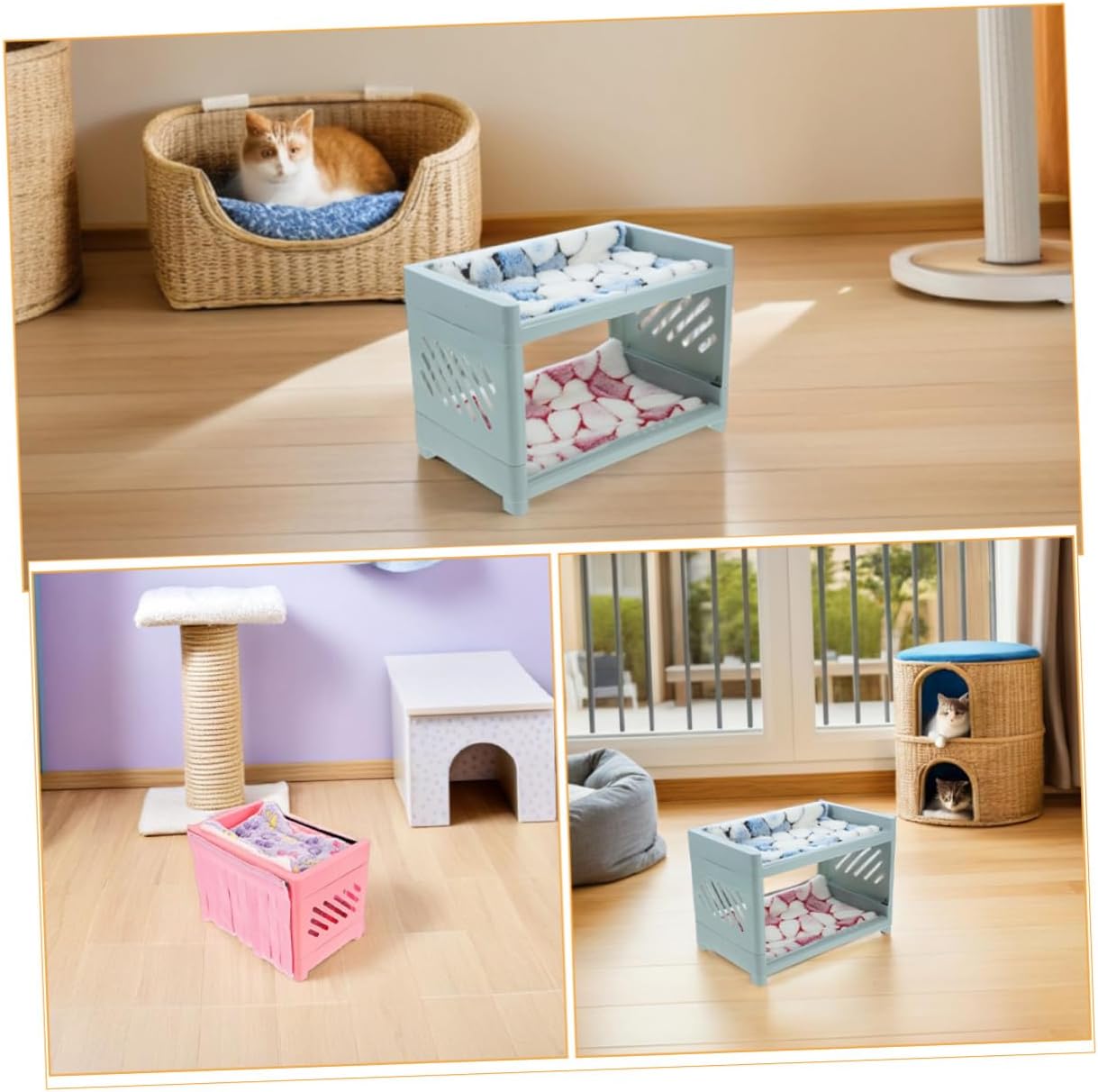 Healifty Hamster Bed and Small Animal Nest Double-Layer Pet House with Mat and Blanket Set Hideout and Cozy Sleeping Suitable for Hamsters Gerbils and Sugar Gliders Random Random Color