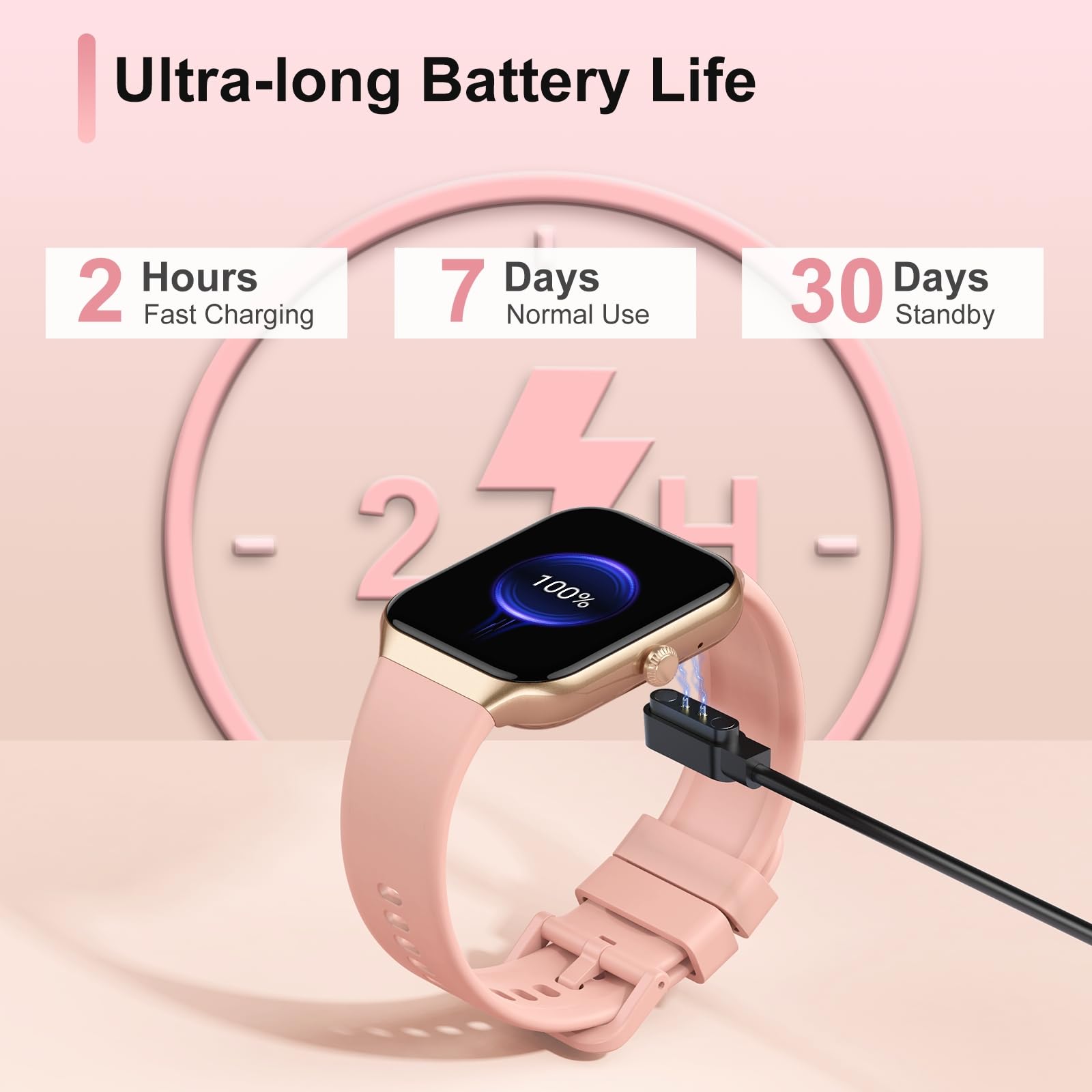 Smartwatch Damen mit Telefonfunktion, 1,96" HD Touch Fitnessuhr mit Pulsuhr und Schlafanalyse Fitness Tracker, Smart Watch mit 113+Sportmodi IP68 Wasserdicht Sportuhr für iOS Andriod, Roségold