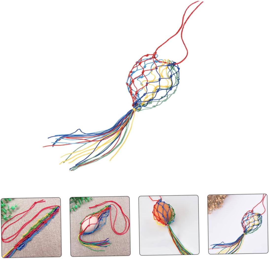 Ciieeo 10 Pcs Egg Bag for Coloring Brown Woven Fill Bags Shells Assorted Colorful Eggs Reusable Decorating Rattan Key Decorations Easter Egg Decor Polyester image 5