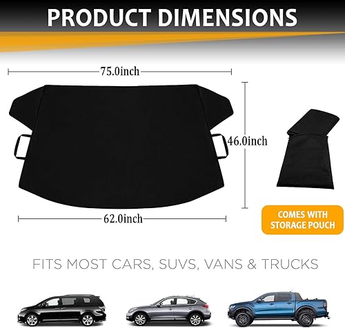 Miniatura 2 de Cubierta para parabrisas de automóvil, tela Oxford 600D mejorada, cubierta contra escarchas, para hielo y nieve, impermeable, protege la ventana