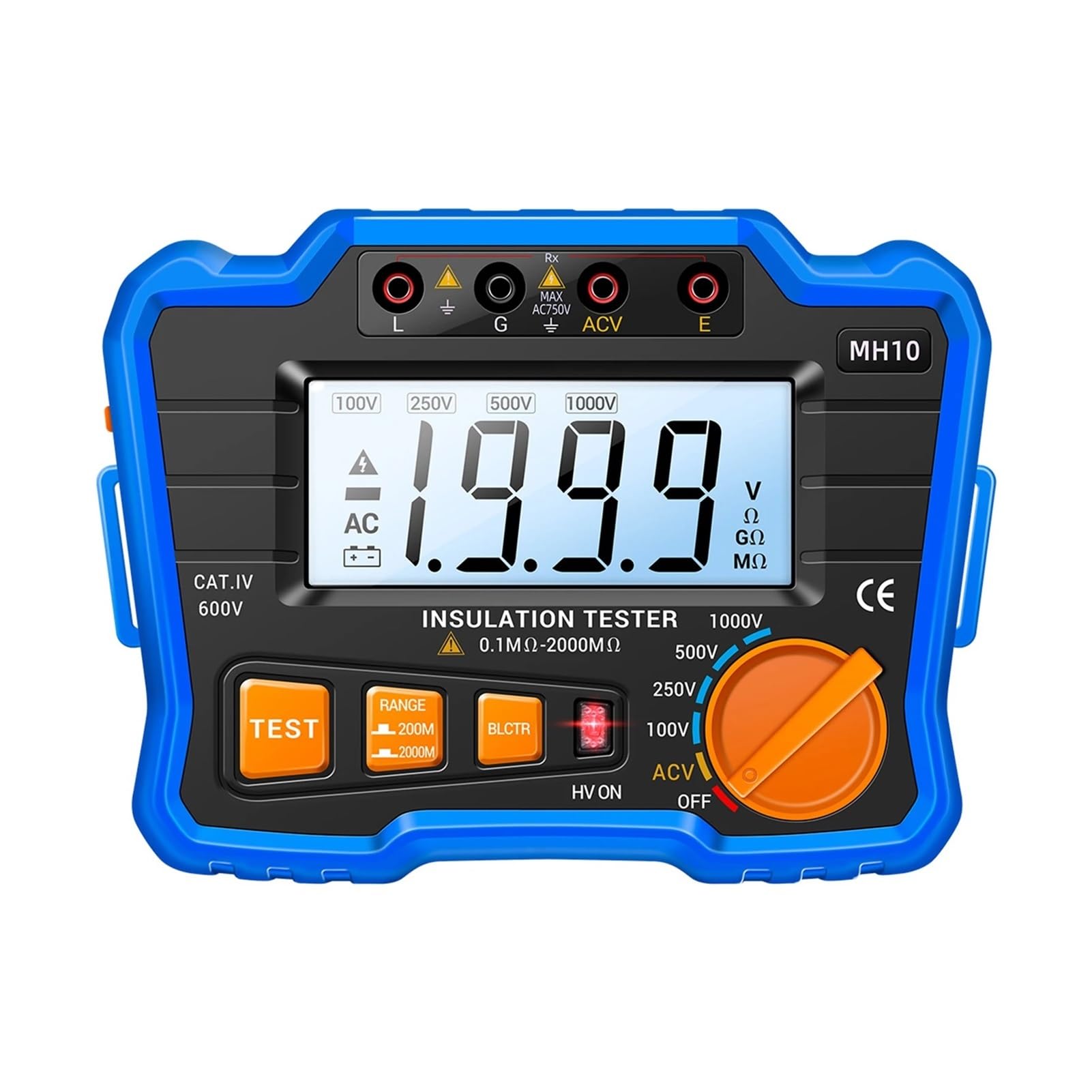 Multimètre numérique MH10, mégohmmètre, testeur de résistance d'isolement, écran LCD(Zwart)