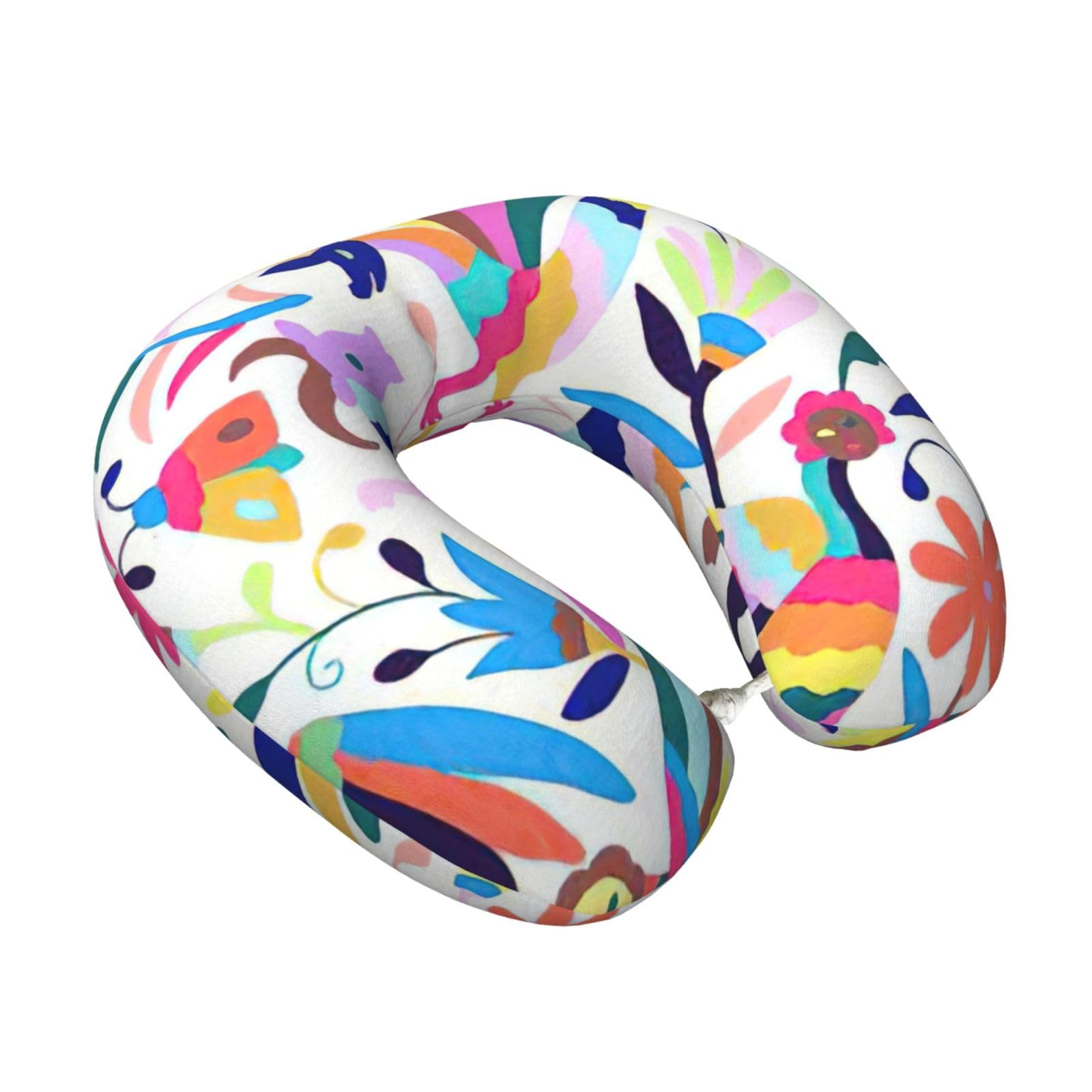 Yyoretp Mexican Otomi Animals Print Travel Pillow Pure Memory Foam Neck Pillows Portable Headrest for Airplane