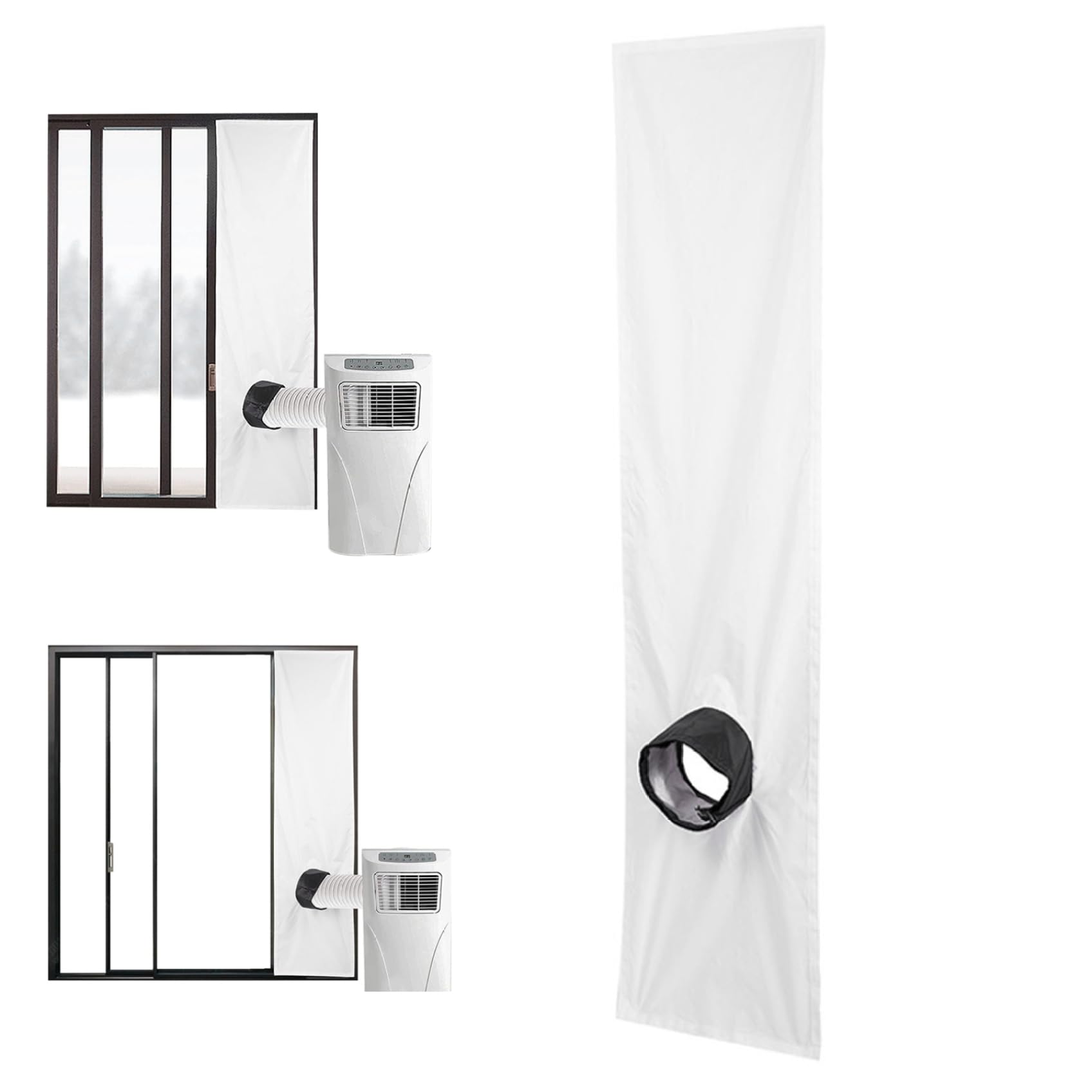 CAKEEYUM 200cm Adjustable Waterproof Fastening Tape Portable Air Conditioner Window Seal AC Window Kit