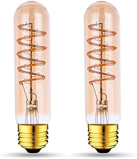Beonllay T10 LED Bulb Amber Tubular Light Bulbs 40 Watt Equivalent, 5 Inch | E26 T10 LED Bulb Dimmable Vintage 4W Long Edison Light Bulbs Amber Warm White 2700K for Chandeliers, Wall sconces, 2 Pack