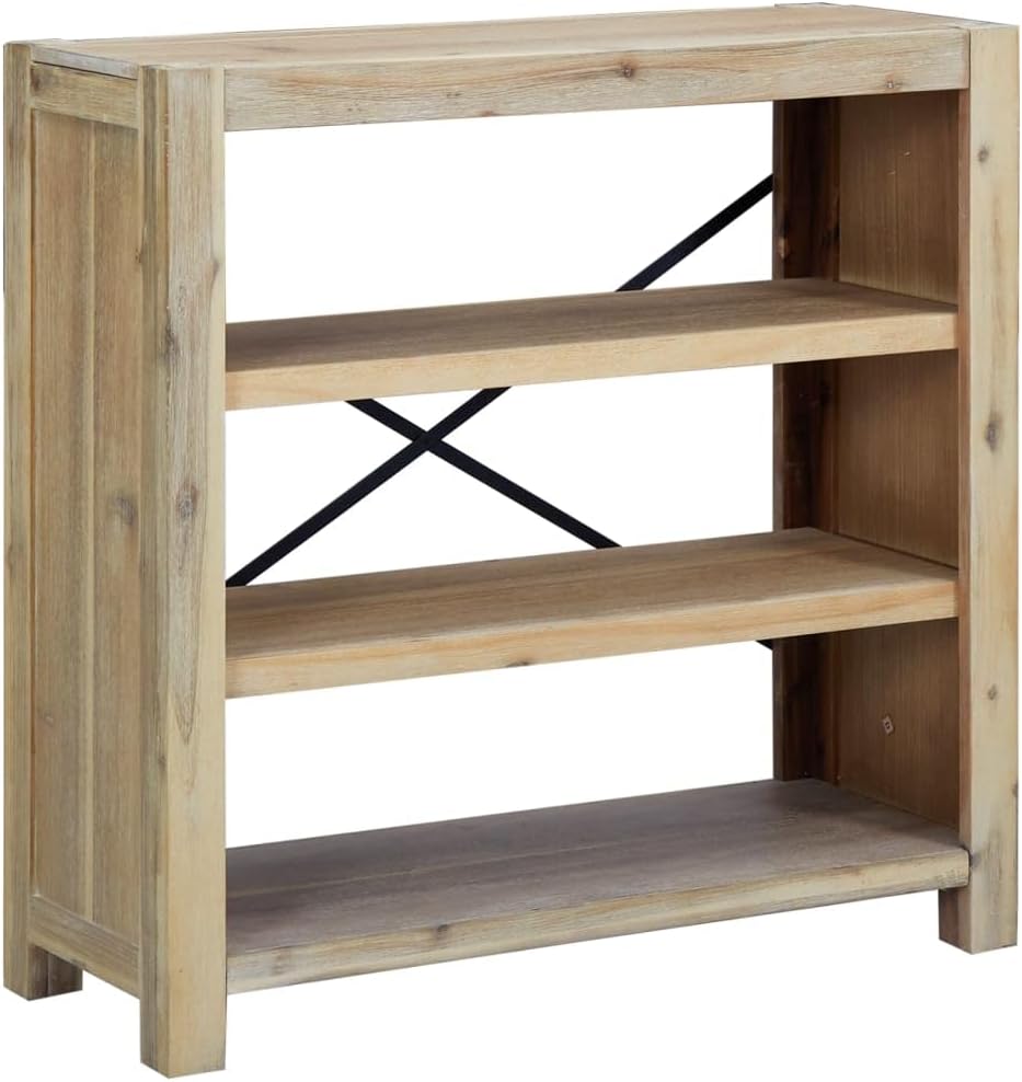 vidaXL Solid Acacia Wood 3-Tier Bookcase