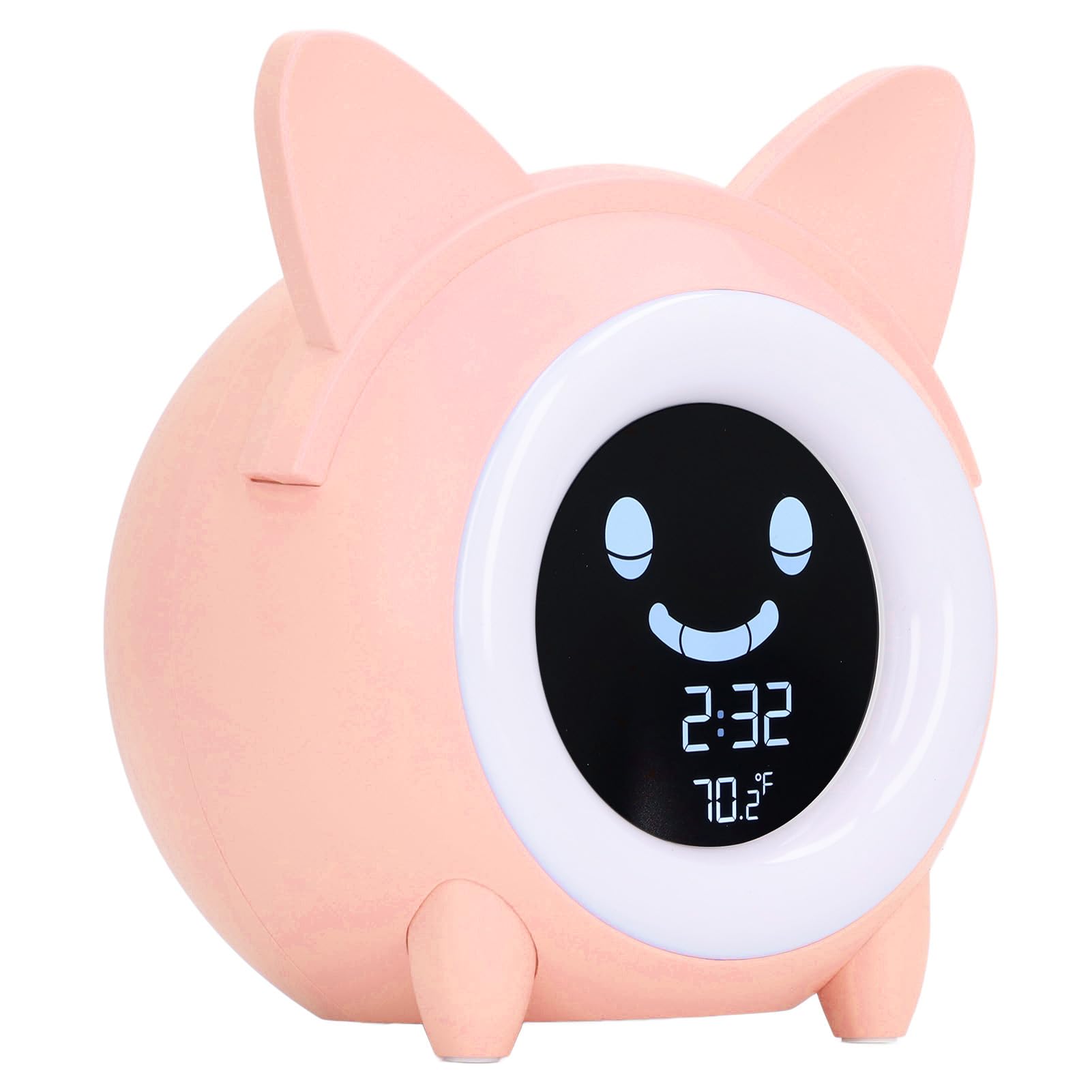 Réveil Chat de Dessin animé, Chronométrage Numérique au Design Adorable avec Veilleuse pour l'entraînement au Sommeil des Enfants (Pink)