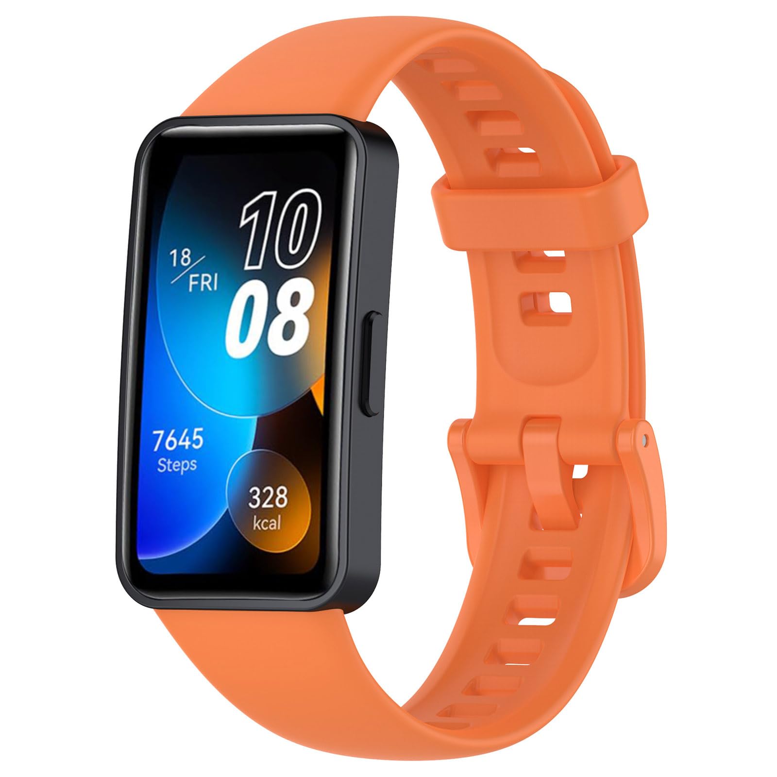 SUGARJAR Silicone Strap For Huawei Band 8/9/10,Soft Sports Replacement Straps for Women and Men, Orange Red