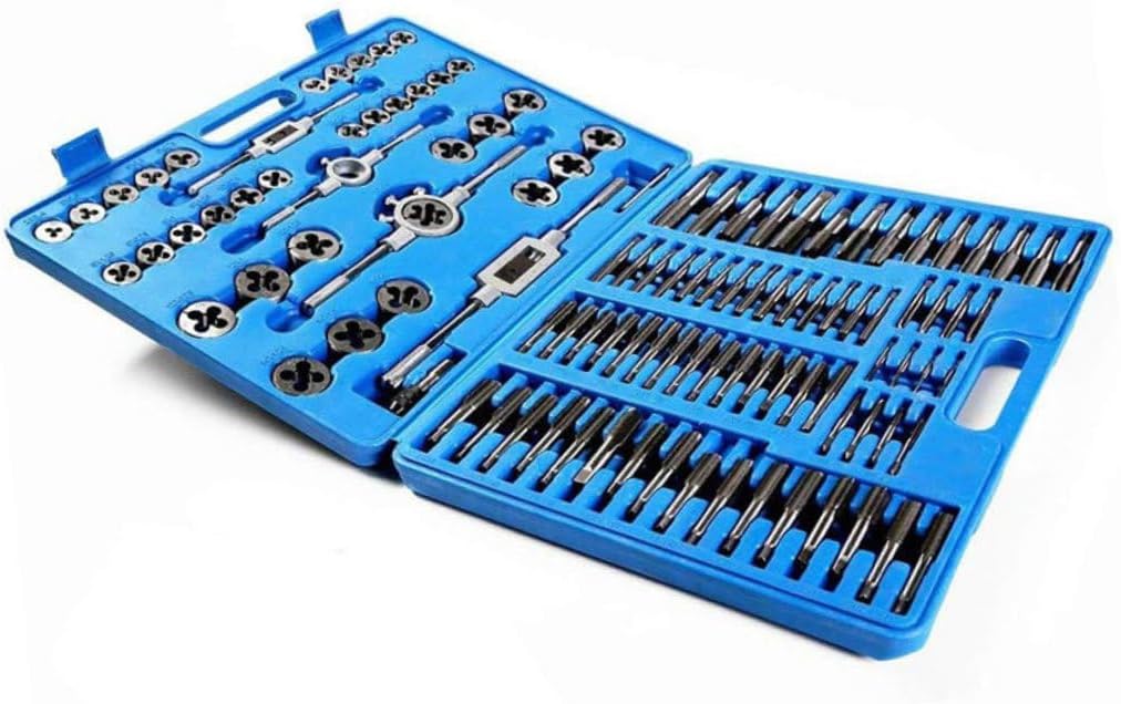 110pcs Metric Tap and Die Set with Ratchet Wrenches, Steel Screw Threading Tool Kit for Internal and External Threads, Portable Case for Workshop and Garage Use