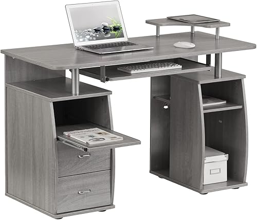 Miniatura 9 de Techni Mobili Escritorio completo para computadora con estación de trabajo, color grisrectángulogris