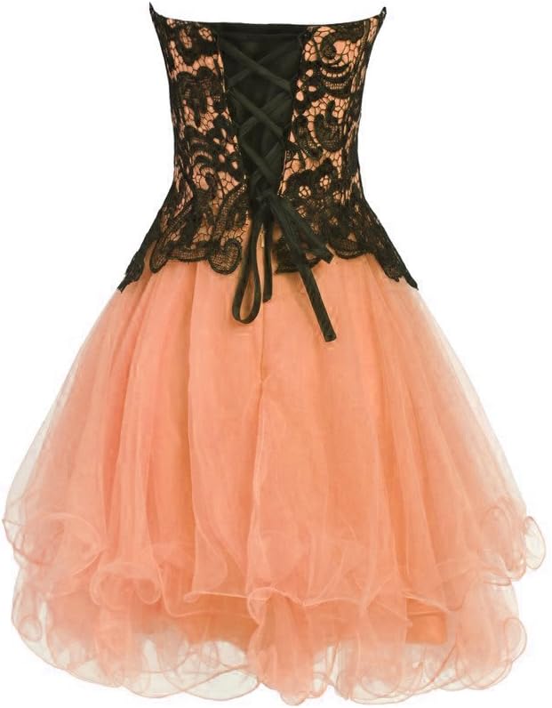 Lemai Tulle Gothic Black Lace Short Formal Prom Homecoming Dresses Cocktail Gown - Image 2