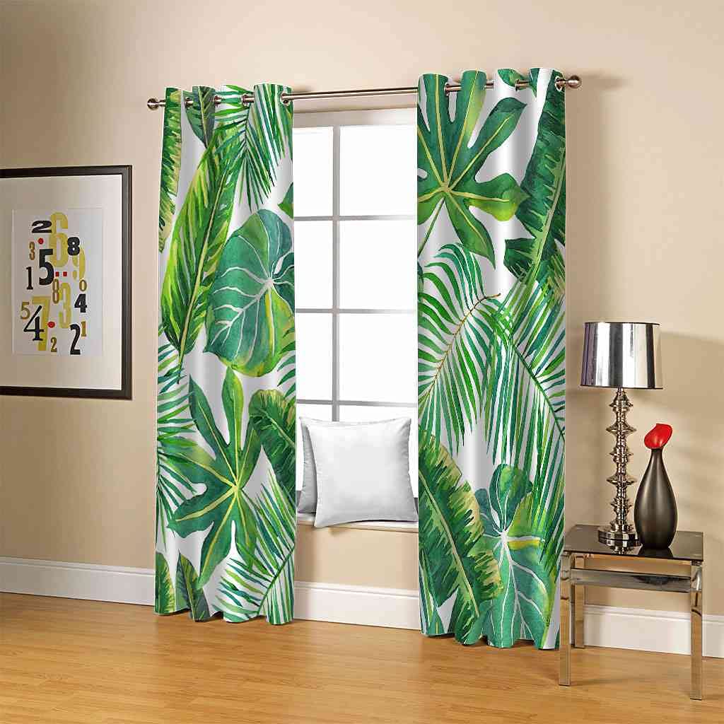 Cortinas Opacas De Hojas Verdes, Plantas Tropicales De Selva, Hojas, Ipresión Artística Para