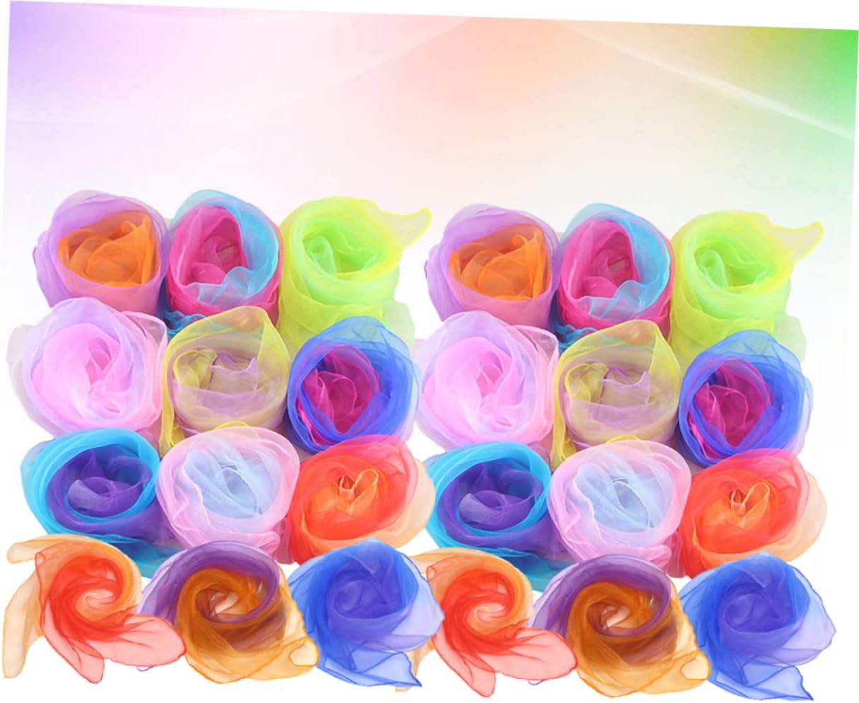COLLBATH 24pcs Boys and Girls Outfit Scarves Dance Juggling Soft Gauze Random Color