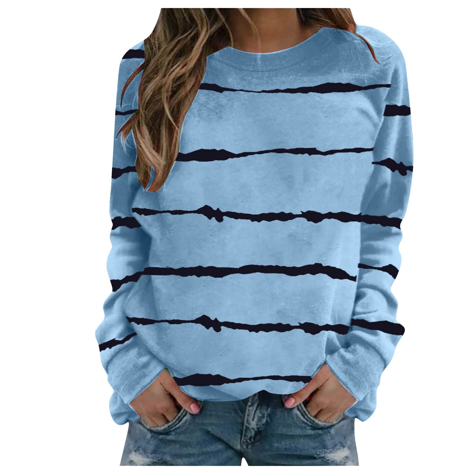 Womens Tops,Funny Graphic Printing O-Neck Shirts Blouses Long-Sleeve Blouses Tops Spring and Fall Dressy Blouses