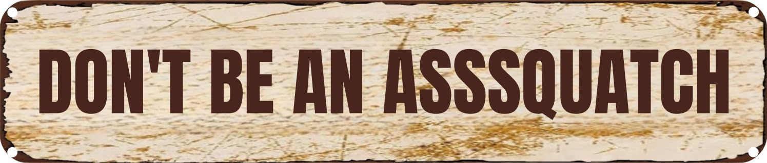 Vintage Tin Sign Retro Metal Wall Decor DON'T BE AN ASSSQUATCH Rustic Aluminum Plaque for Home,Bar,Kitchen,Garage,Man Cave 4x16 Inch
