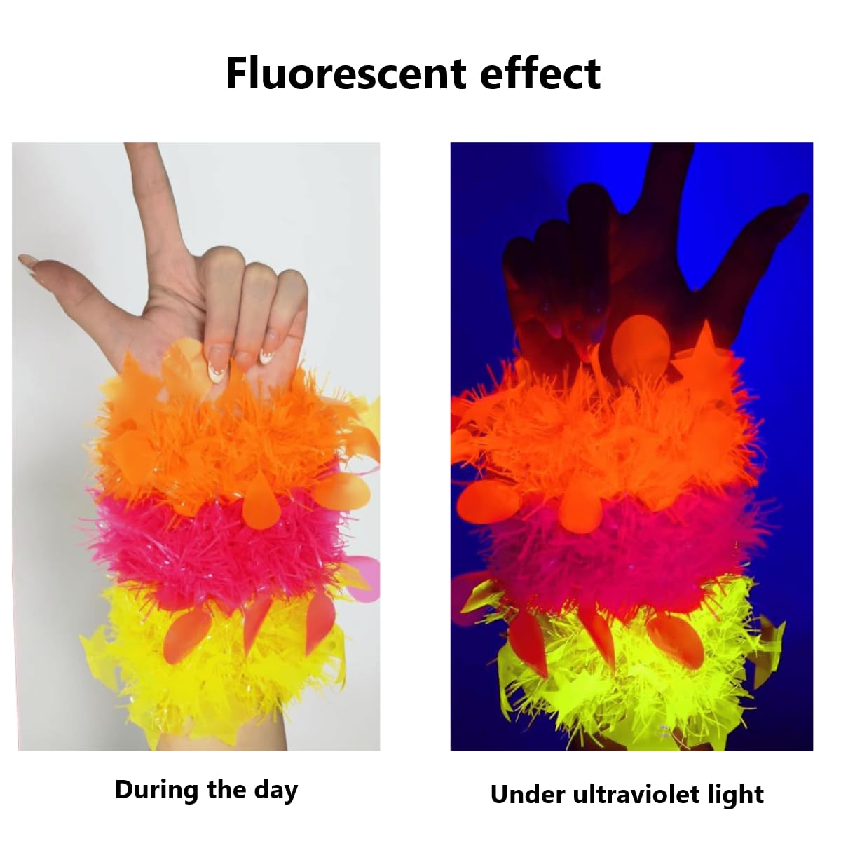 Set di Braccialetti Fluorescenti Karlor, 6 Pezzi Neon Fasce per Capelli a Forma di Stella, Accessori UV per Feste con Effetto Glow, Decorazione per Party Fluorescenti e Neon