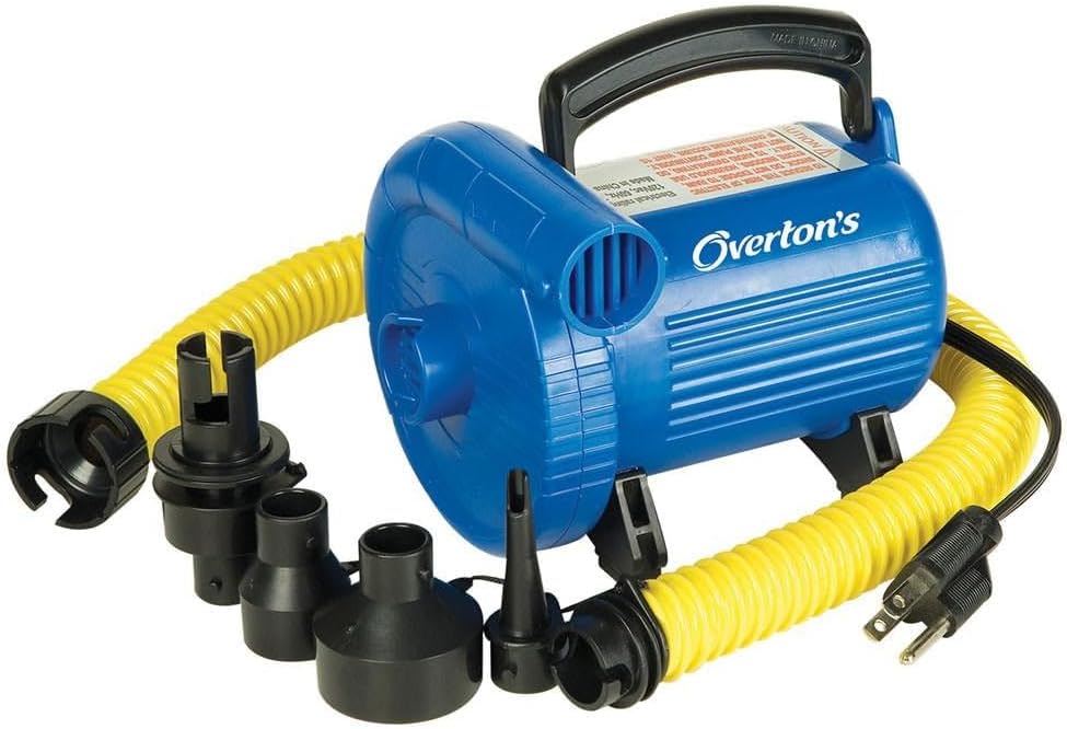 Overton's Electric Inflatable Air Pump - Great for Pool Toys, Tubes, and Mattresses | Nozzles Included - 9' Long 110V AC Power Cord, 2' Long Hose