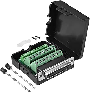 sourcing map D-sub DB25 Breakout Board Connector with Case 25 Pin 2-row Female Port Solderless Terminal Block Adapter with Thumb Screws