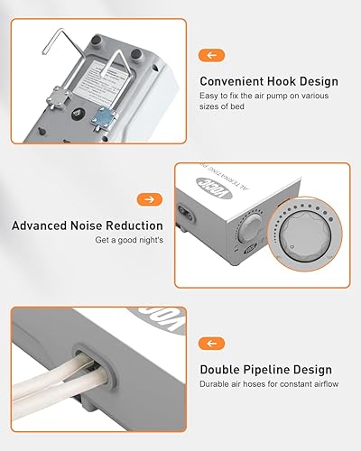Miniatura 8 de Colchón de presión de aire alternativo con diseño desmontable de botón, límite de peso de 400 libras, incluye hebilla fija y sistema de bomba
