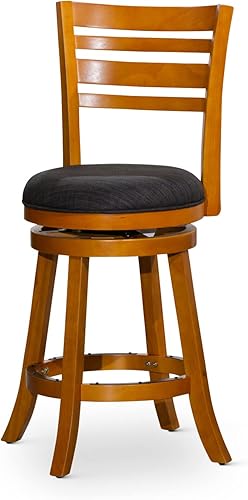Miniatura 21 de DTY Indoor Living Granby Taburetes de bar de altura de mostrador, taburetes de bar giratorios de 24 pulgadas con respaldo, acabado de cereza y