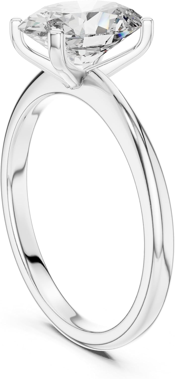 White Gold & 925 Sterling Silver Wedding Ring 1-2-3-4-5 Carat Lab Grown Diamond Ring Oval Cut Engagement Ring Four Prong Set Solitaire Diamond Ring Sister's day Gift F-122