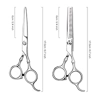 Vista 5 de Tijeras Profesionales para Corte de Cabello para el Hogar Barbero/Salón, Kit de Tijeras de Adelgazamiento con Peine y Estuche para Hombres/Mujeres