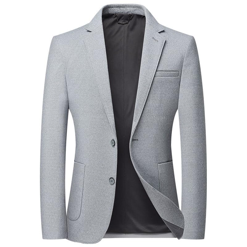 Mens Light Gray Casual Slim Fit Lightweight Sport Coat Two Button Suit Jacket