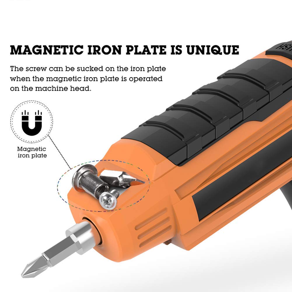 Avvitatore Elettrico a Batteria 4,5 NM, 3 Accessori, Impugnatura Regolabile in 2 Posizioni, Luce LED, utensile Elettrico Ricaricabile
