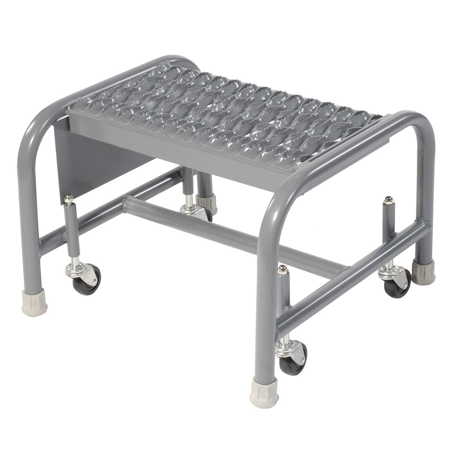 Tri-Arc 1-Step Mobile Steel Step Stool with Grip Strut Top Step by Tri Arc – 16" Wide, Alloy Steel, Gray, Model WLSR001162