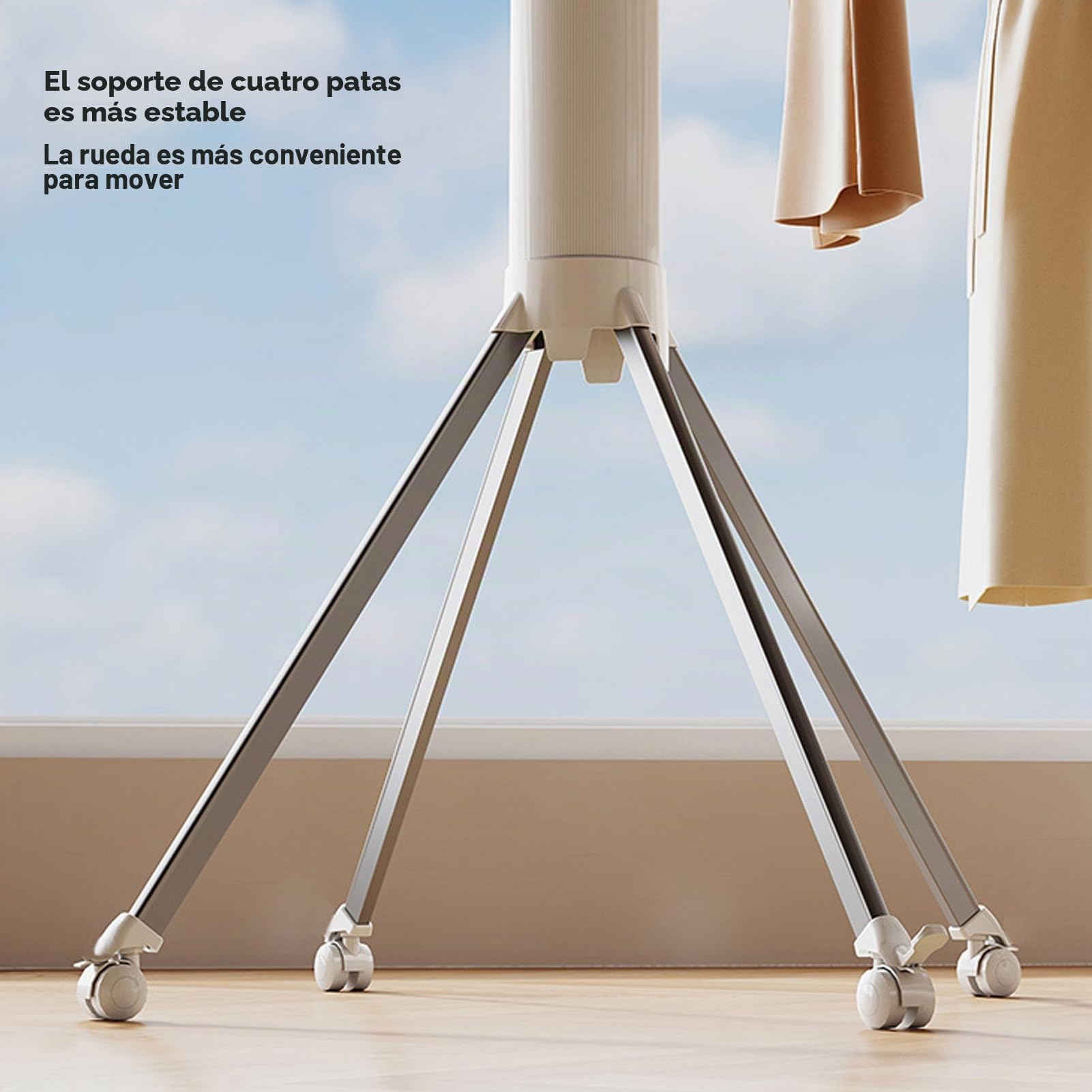 Tendedero de Ropa Plegable con Trípode de Aluminio, Soporte de Lavandería que Ahorra Espacio para Uso en Interiores y Exteriores (Versión mejorada 02)