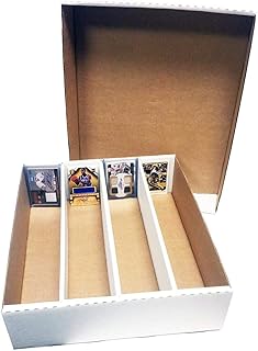 (5) Max Protection 4 Row Trading Card Storage Box - Durable Cardboard Box for Sports, Card Collection - 200 lb. Test Strength, Full Lid Design. Made in the USA