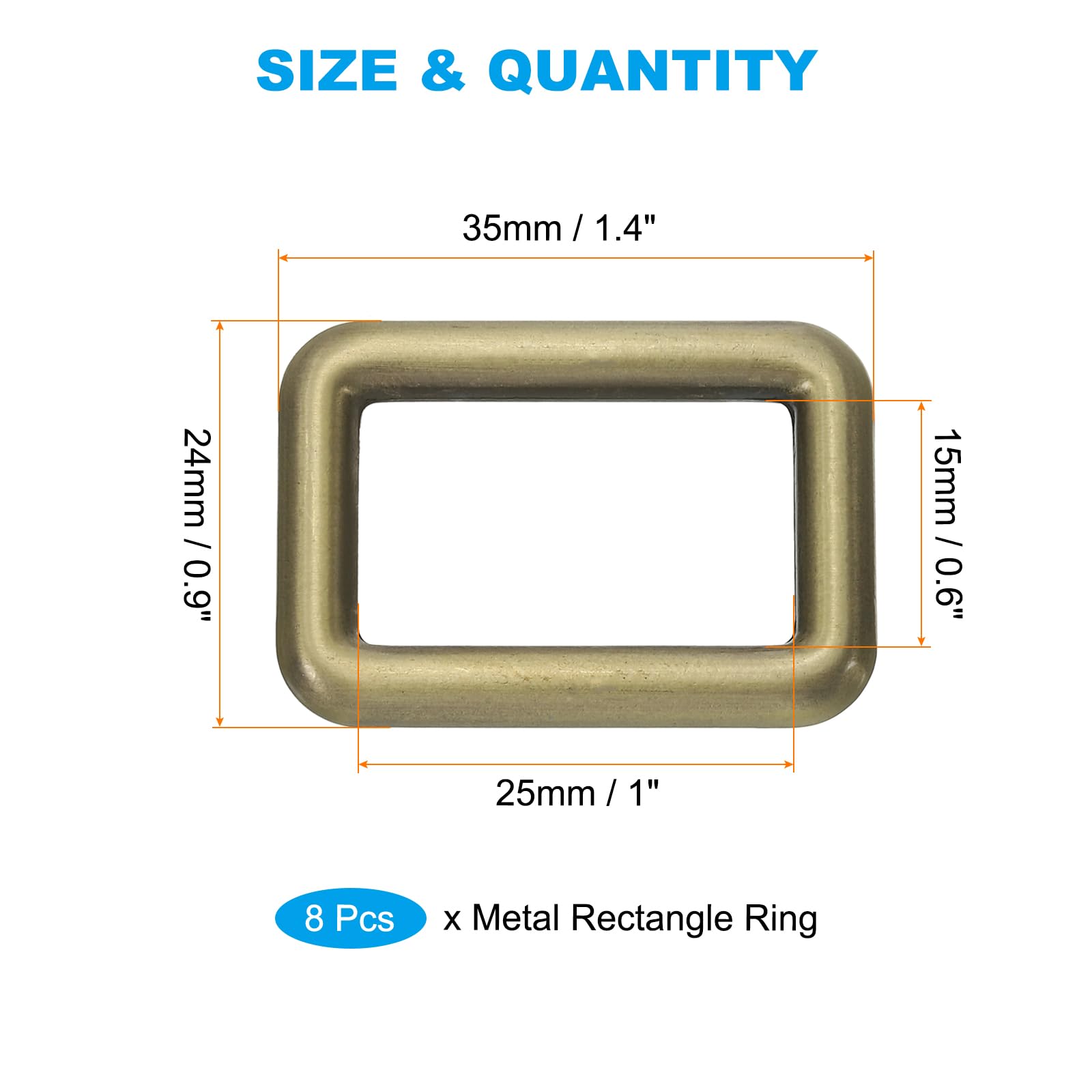 PATIKIL Flat Metal Rectangle Rings 3/4" / 19mm - Image 2