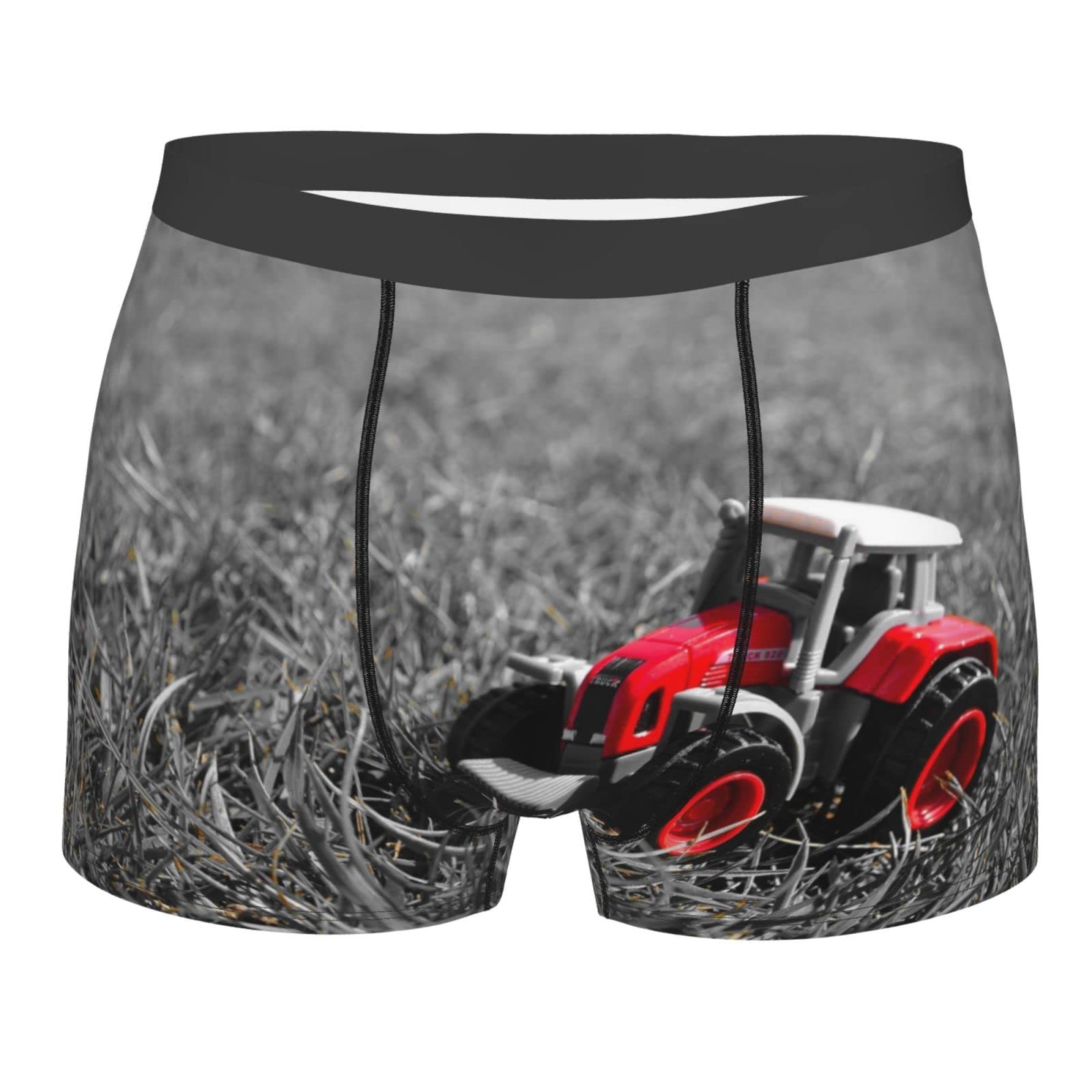 AOOEDM Red Toy Tractor in Grass Men's Boxer Briefs Underpants,Printed Mens Soft Underwear,Comfy Breathable Short Trunk
